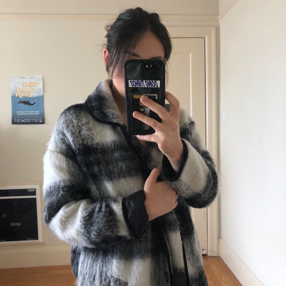 Woolly tartan coat
